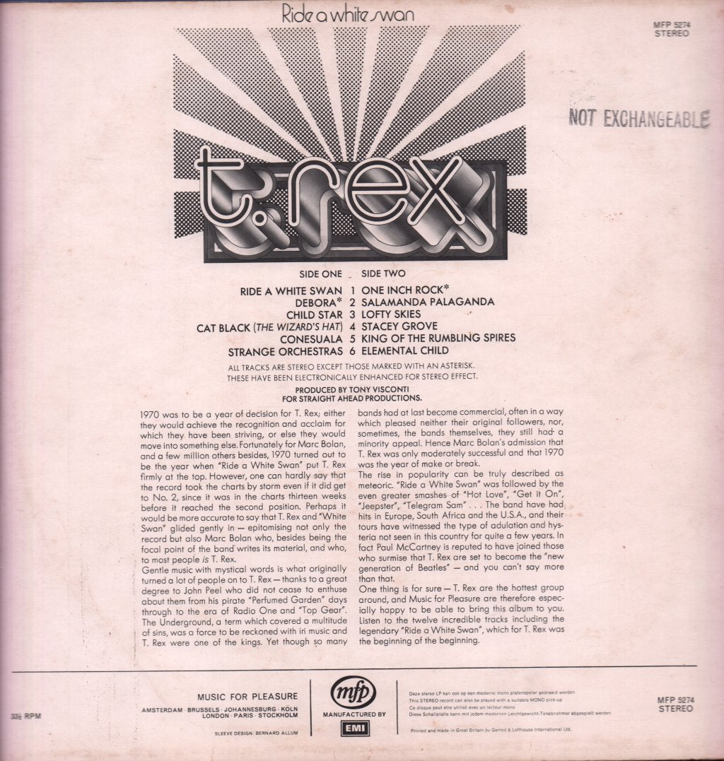 T. Rex - Ride A White Swan - Lp