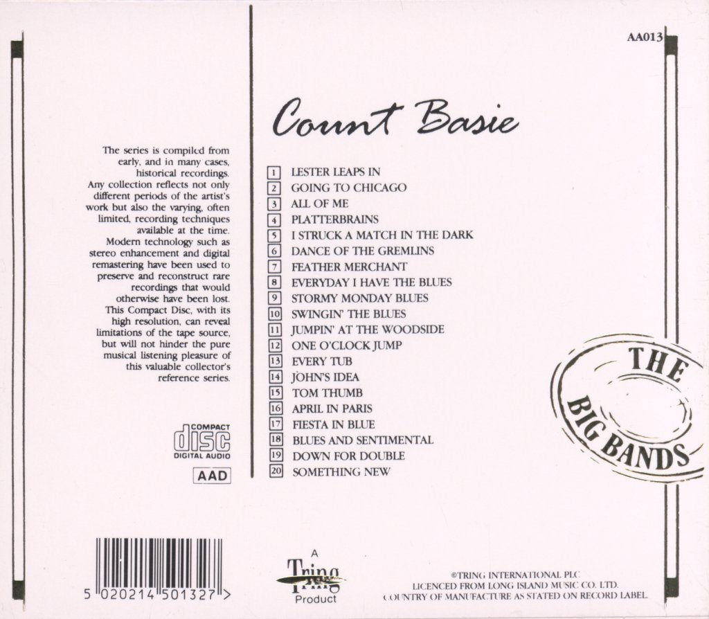 Count Basie - 20 Reflective Recordings - Cd