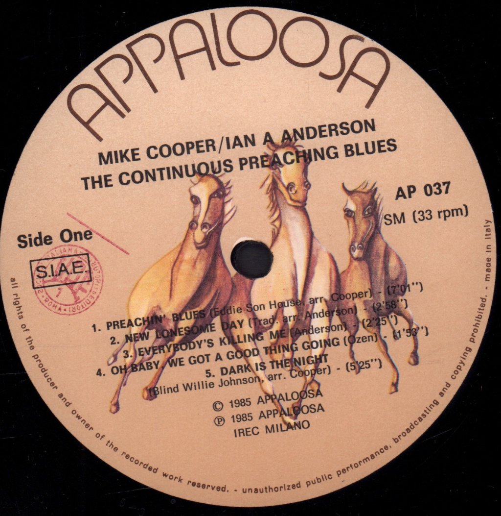 Mike Cooper Ian A Anderson - Continuous Preaching Blues - Lp