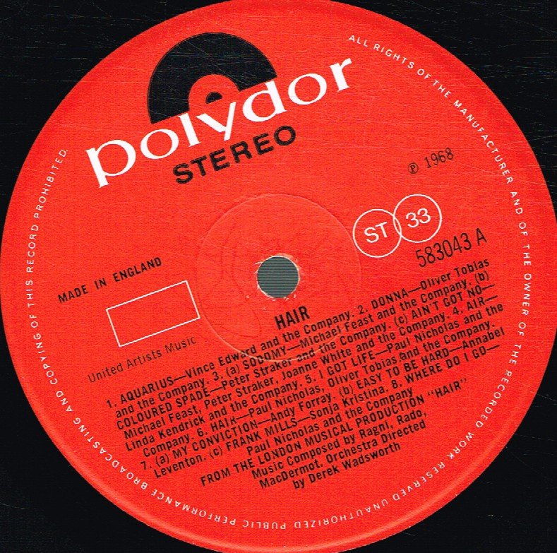 Hair (Stage Show) - Original London Musical Production - Lp