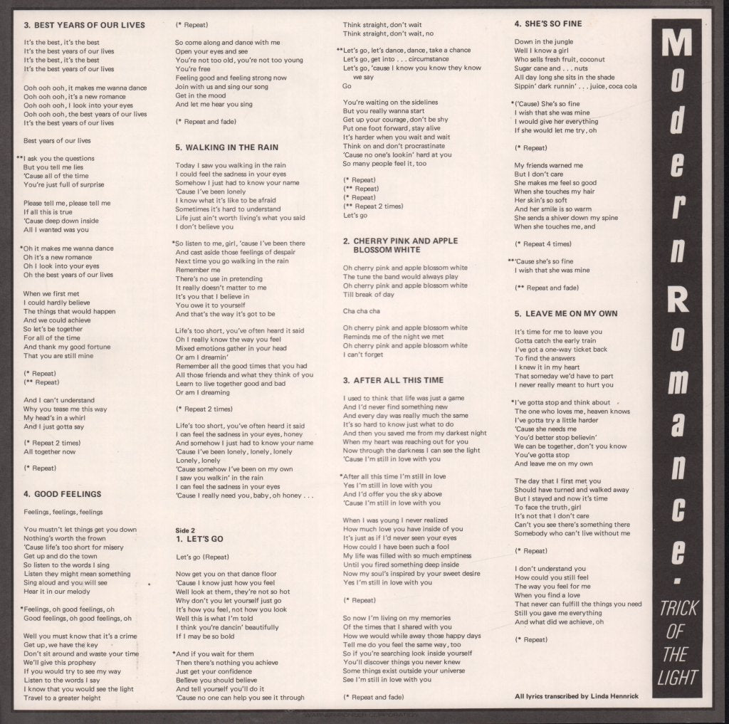 Modern Romance - Trick Of The Light - Lp
