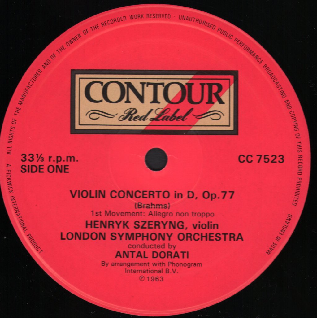Henryk Szeryng / Antal Dorati / London Symphony Orchestra - Brahms - Violin Concerto - Lp