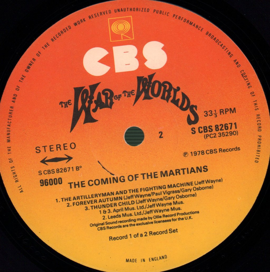 Jeff Wayne - War Of The Worlds - Double Lp