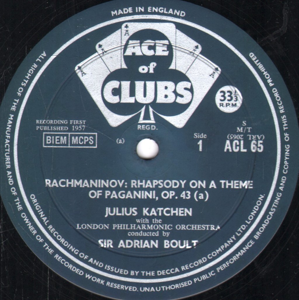 Julius Katchen / Sir Adrian Boult / London Philharmonic Orchestra - Rachmaninov - Rhapsody On A Theme Of Paganini / Dohnányi - Variations On A Nursery Song - Lp