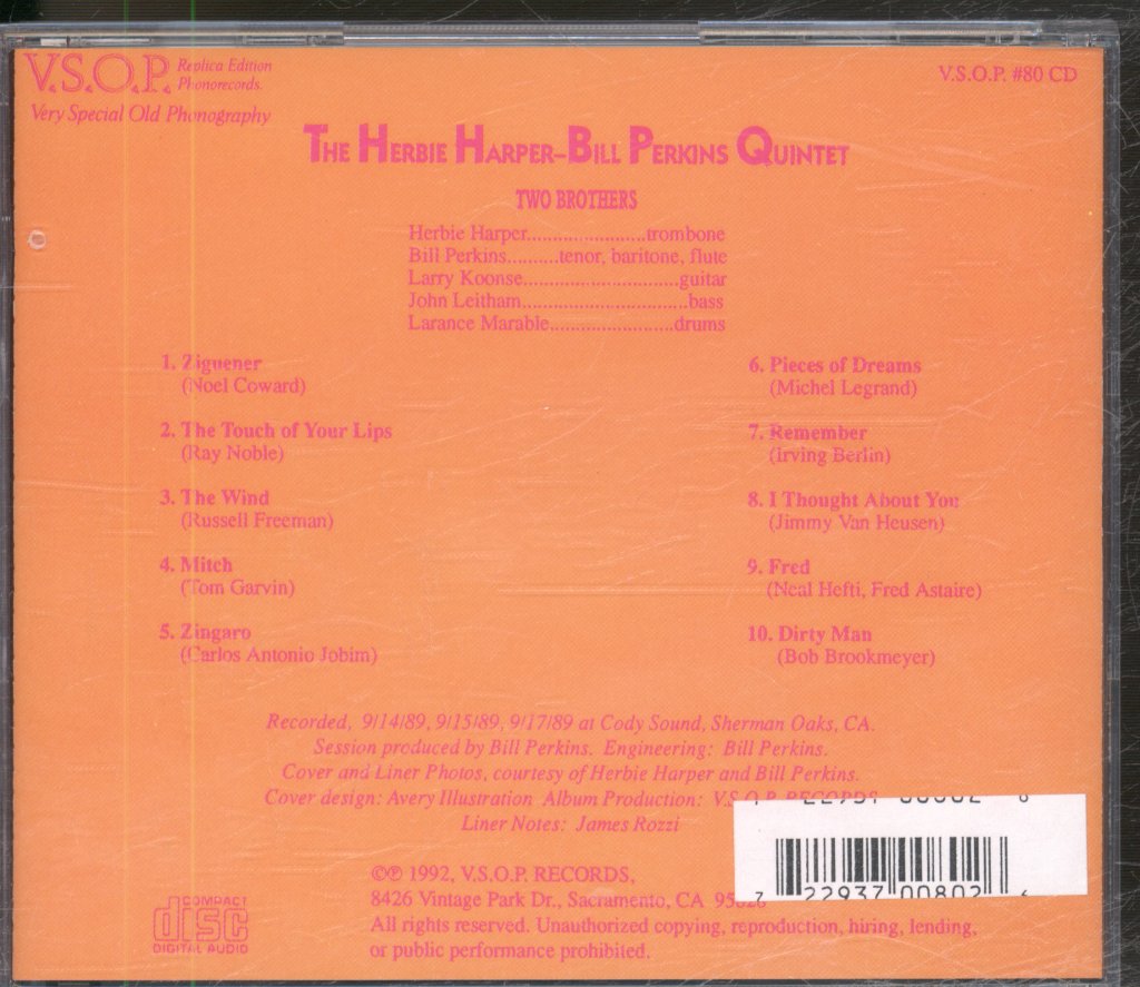 Herbie Harper-Bill Perkins Quintet - Two Brothers - Cd
