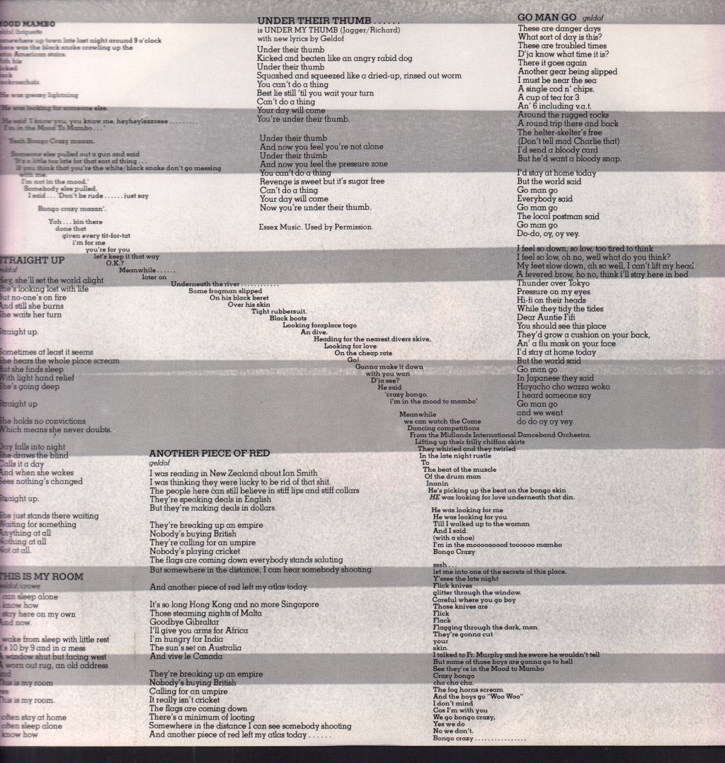 Boomtown Rats - Mondo Bongo - Lp