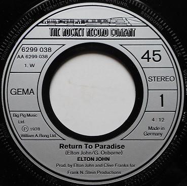 Elton John - Return To Paradise - 7 Inch