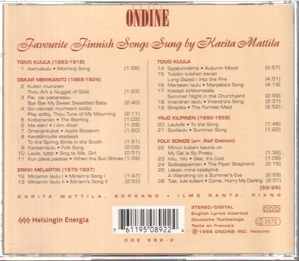 Karita Mattila, Ilmo Ranta - From The Heart Of Finland - Cd