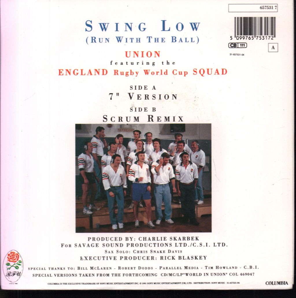 Union Featuring The England Rugby World Cup Squad - Swing Low - 7 Inch