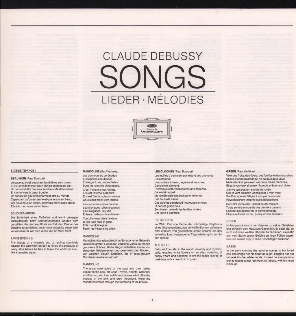Gerard Souzay / Dalton Baldwin - Debussy - Chansons - Lp