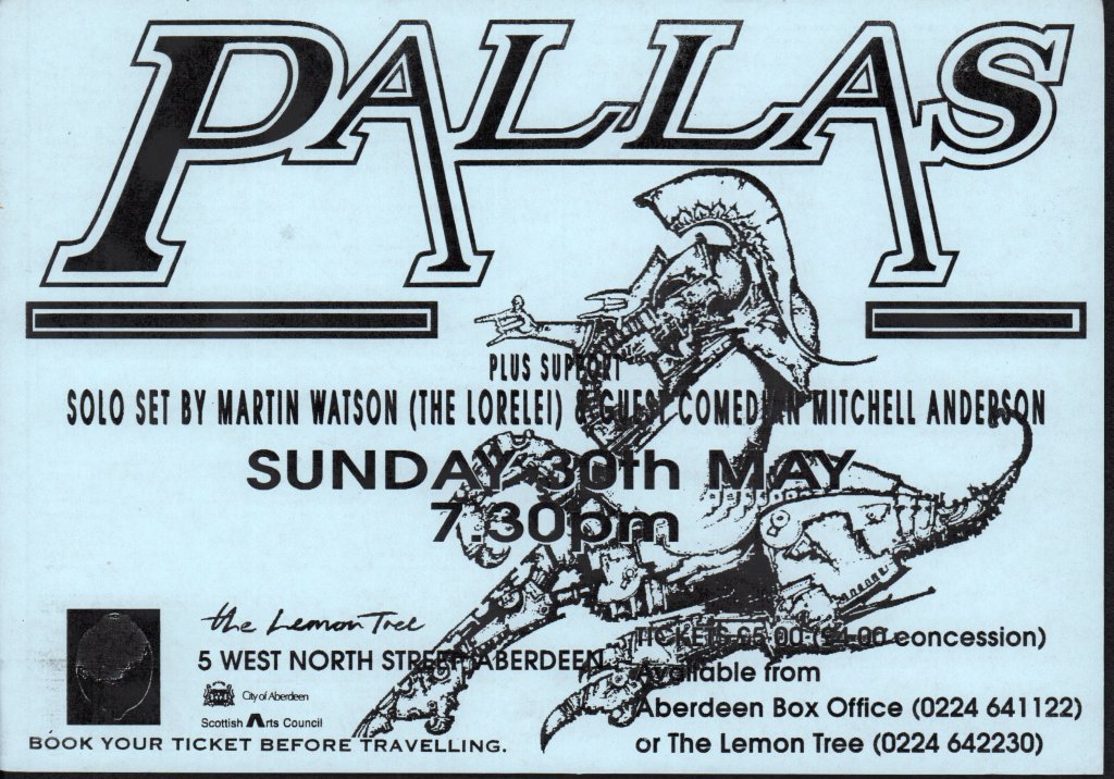 Pallas - Lemon Tree 30 May 1993 - Flyer