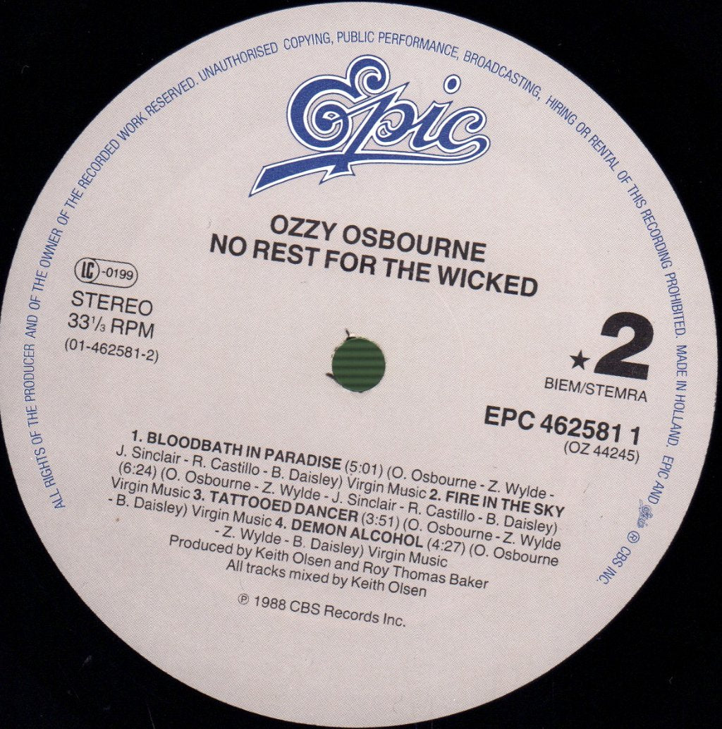 Ozzy Osbourne - No Rest For The Wicked - Lp