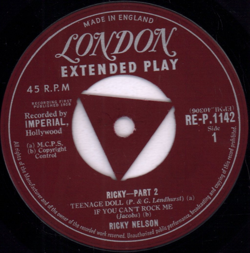Ricky Nelson - Ricky Part 2 - 7 Inch