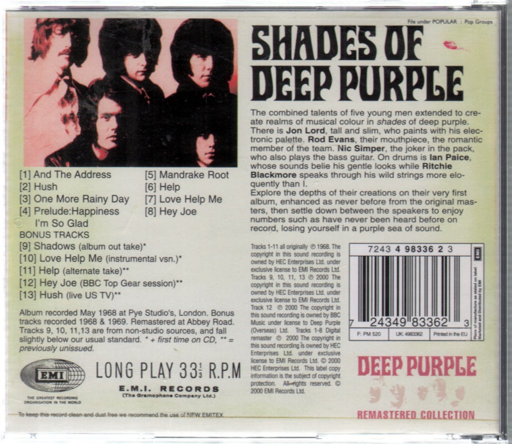 Deep Purple - Shades Of Deep Purple - Cd