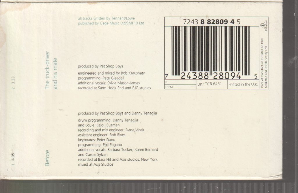 Pet Shop Boys - Before - Cassette