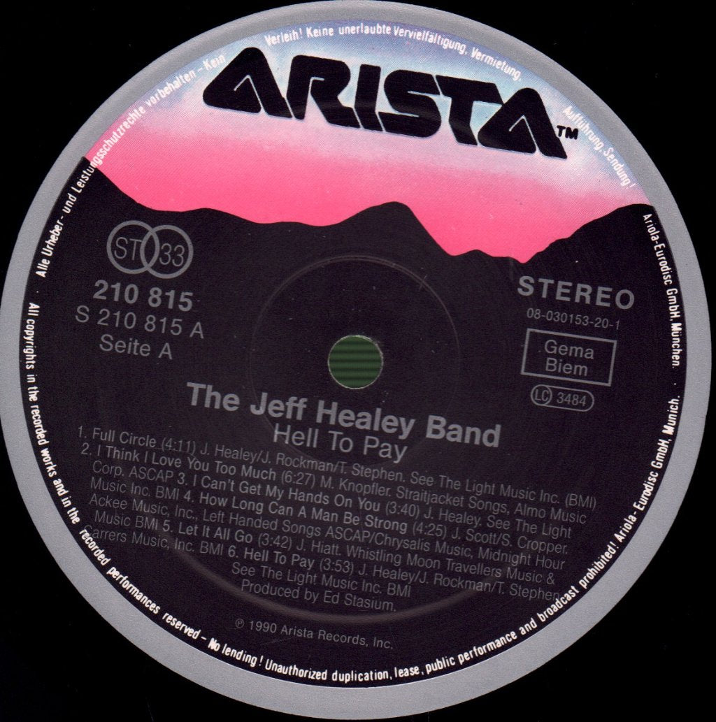 Jeff Healey Band - Hell To Pay - Lp