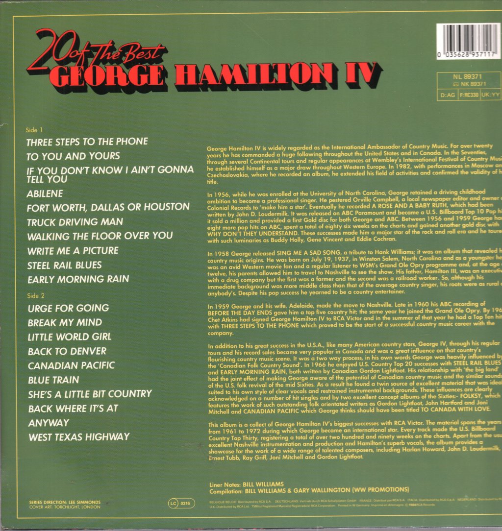 George Hamilton Iv - 20 Of The Best - Lp