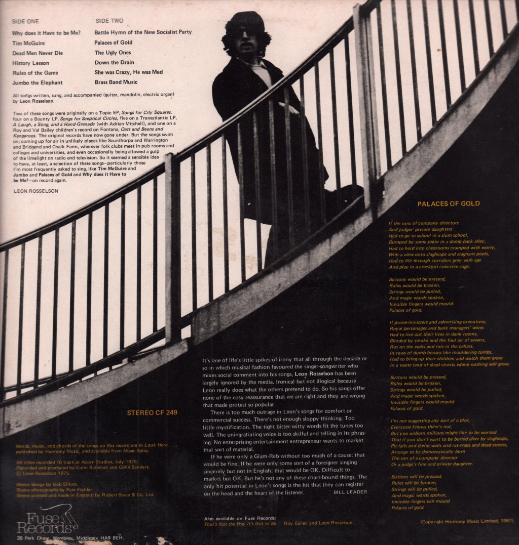 Leon Rosselson - Palaces Of Gold - Lp