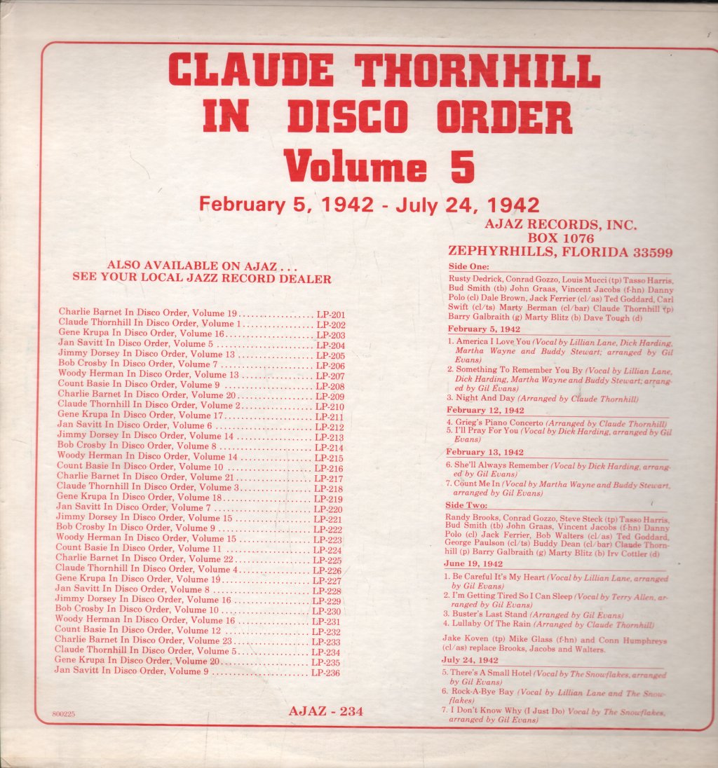 Claude Thornhill - In Disco Order Volume 5 - Lp