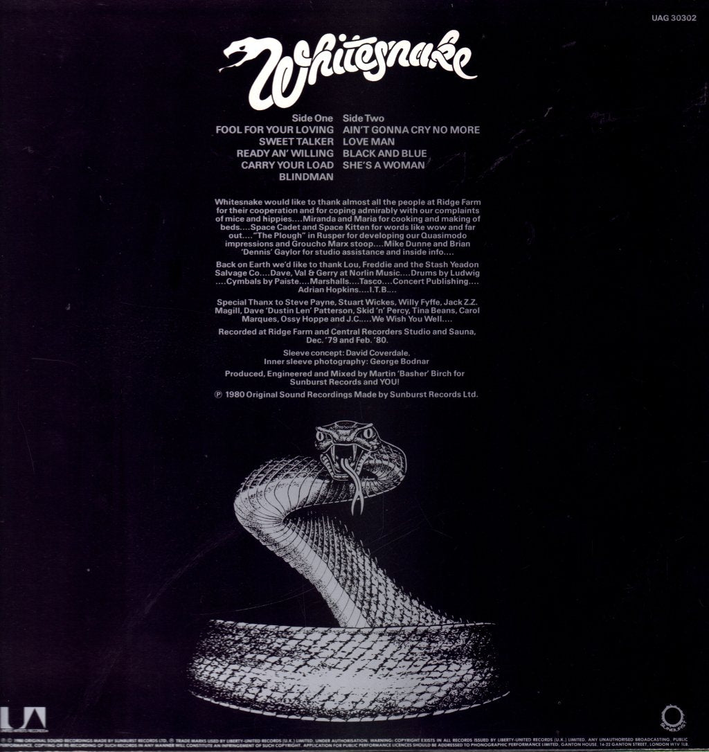 Whitesnake - Ready An Willing - Lp