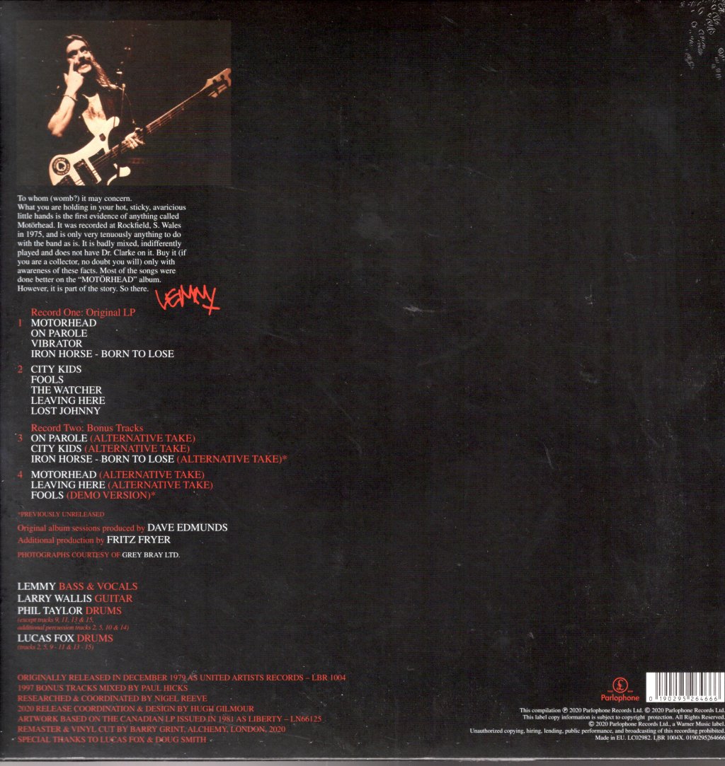 Motorhead - On Parole - Double Lp