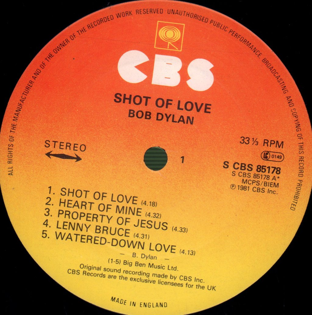 Bob Dylan - Shot Of Love - Lp