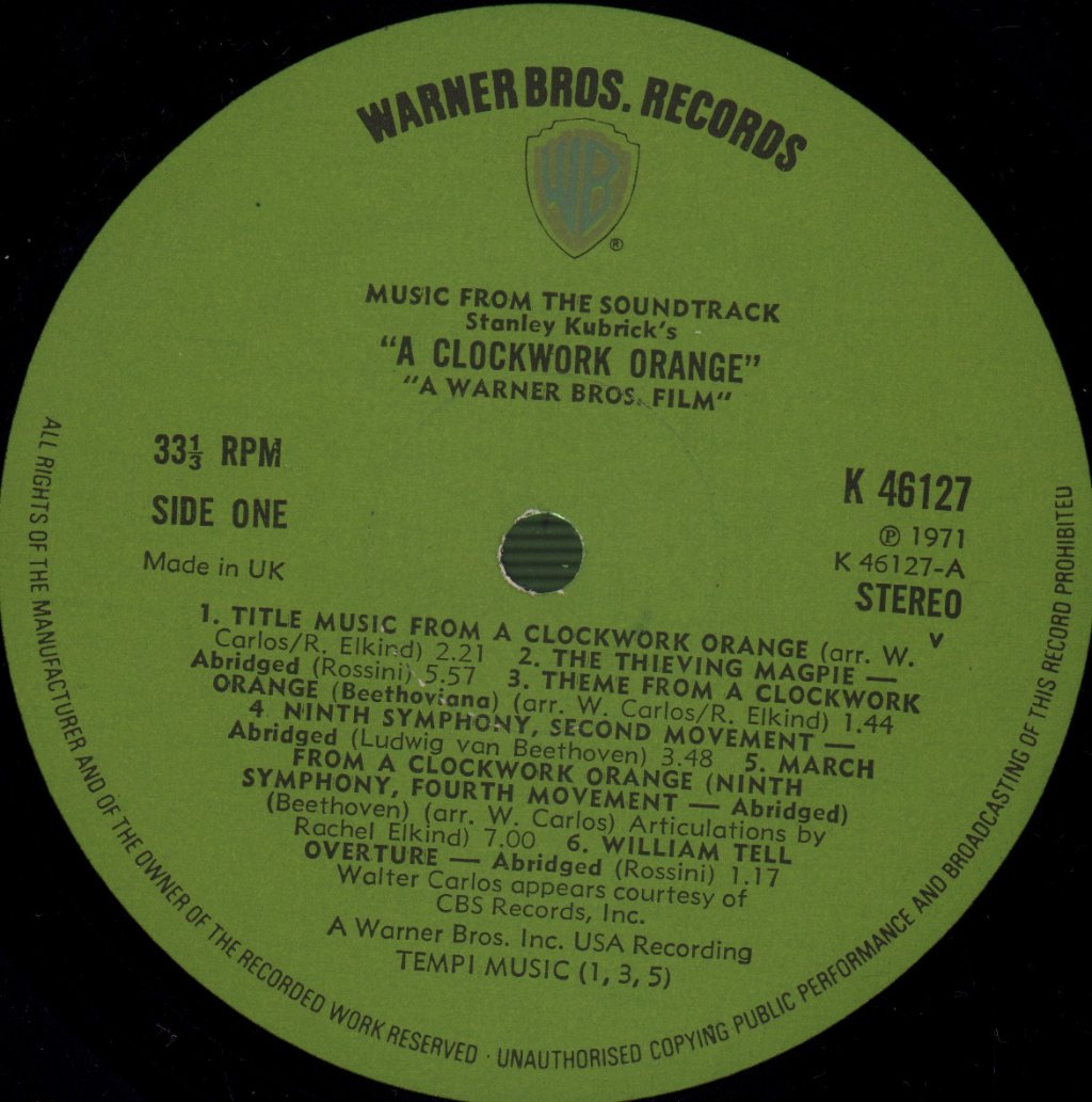 Various Artists - A Clockwork Orange (Original Soundtrack) - Lp