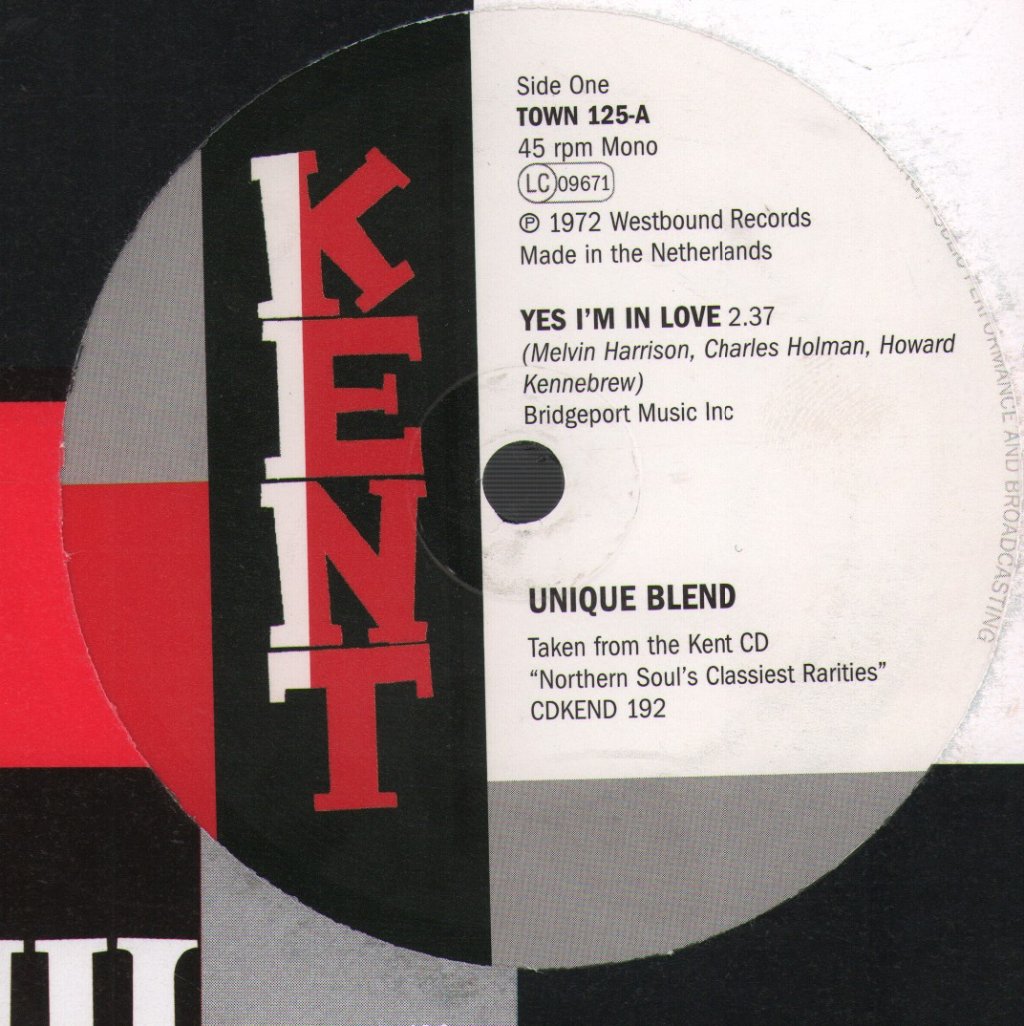 Unique Blend - Yes I'm In Love - 7 Inch