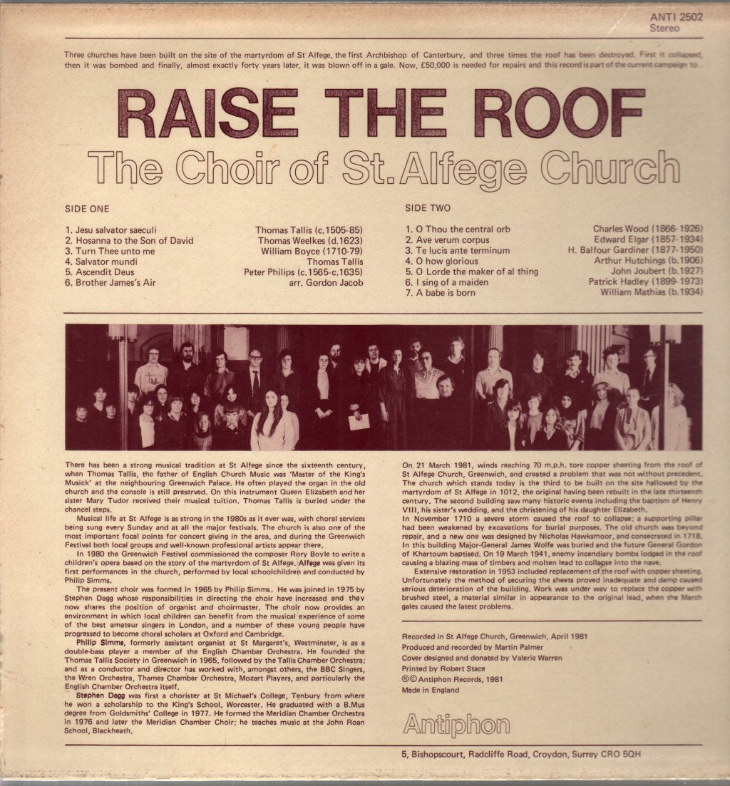 Choir Of St Alfege - Raise The Roof - Lp