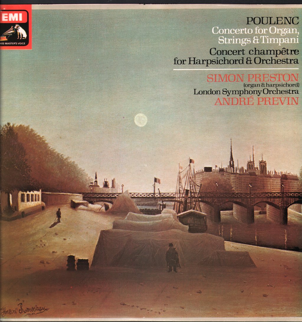 Simon Preston / Andre Previn / London Symphony Orchestra - Poulenc - Concerto For Organ, Strings & Timpani / Concert Champêtre For Harpsichord & Orchestra - Lp