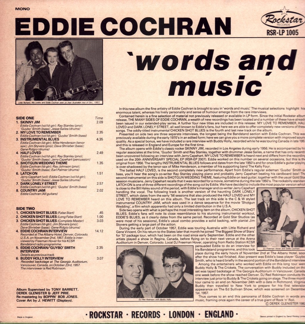 Eddie Cochran - Words And Music - Lp