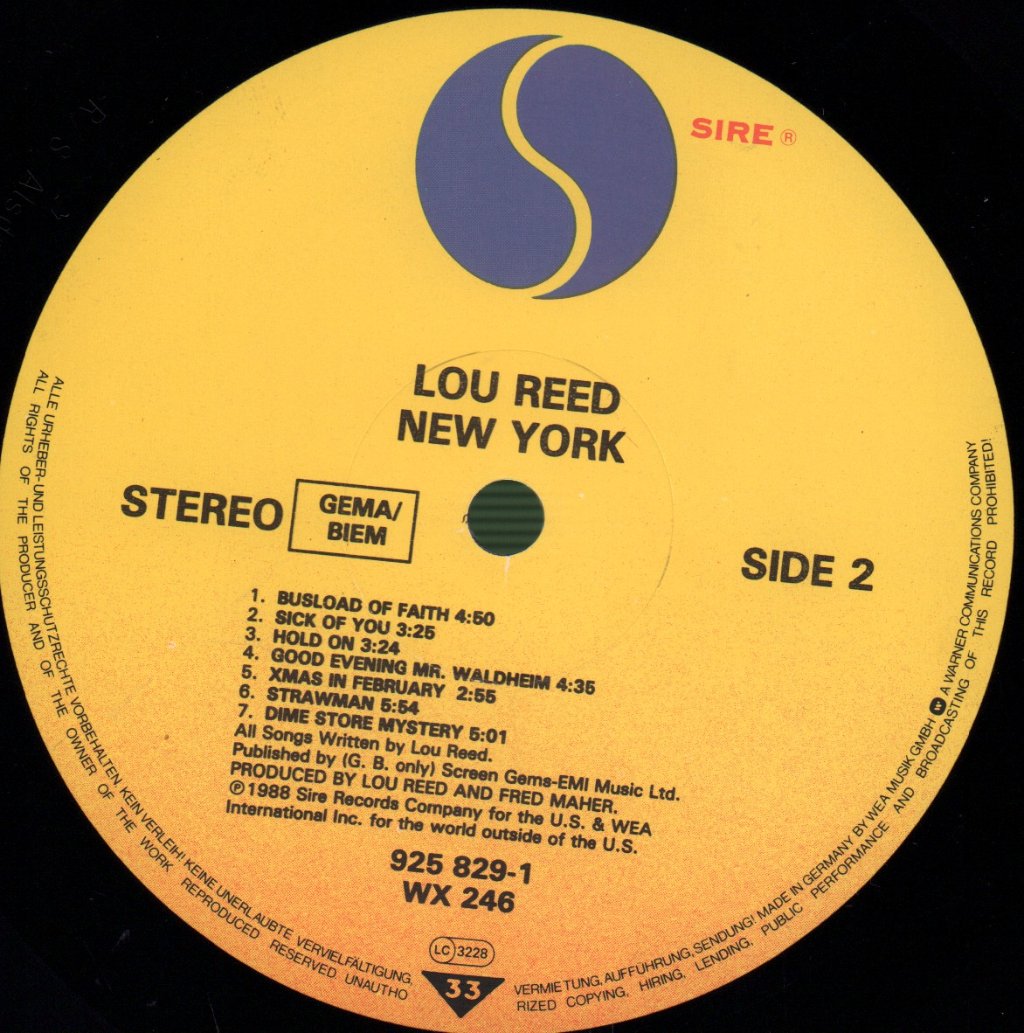 Lou Reed - New York - Lp