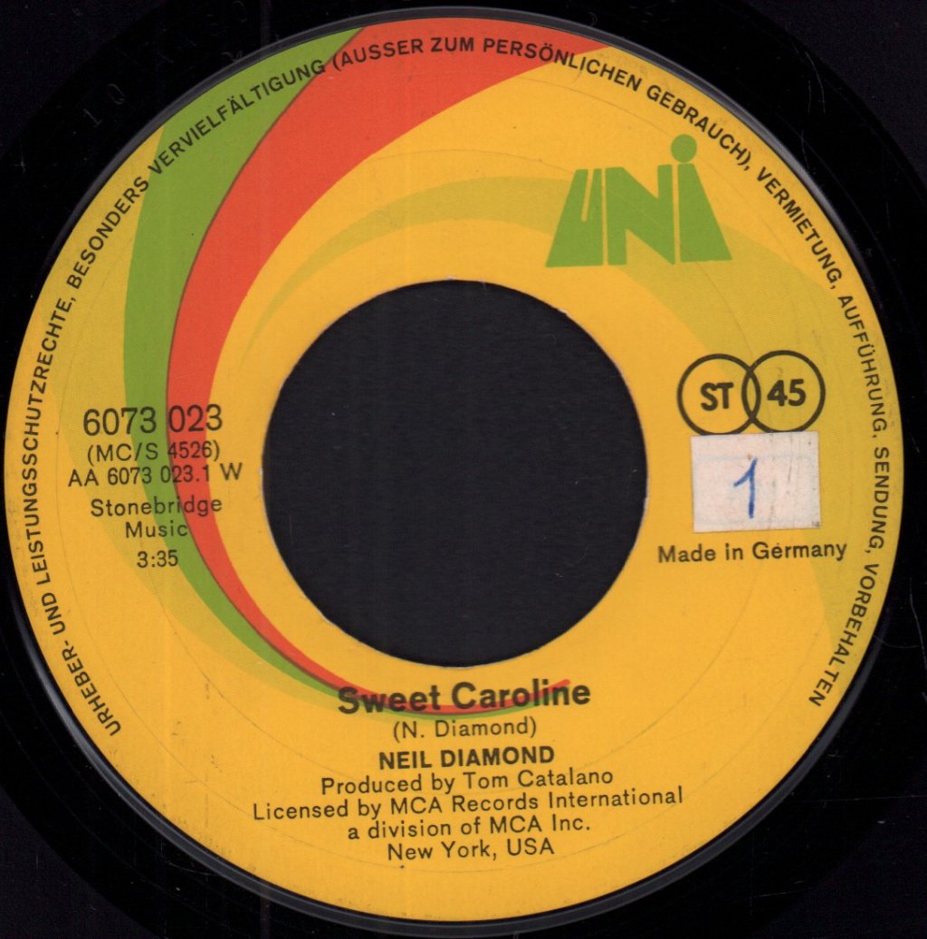 Neil Diamond - Sweet Caroline - 7 Inch