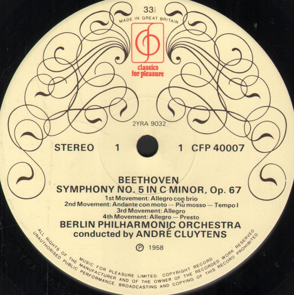 Andre Cluytens / Berlin Philharmonic Orchestra - Beethoven - Symphony No. 5 In C Minor, Symphony No. 8 In F - Lp