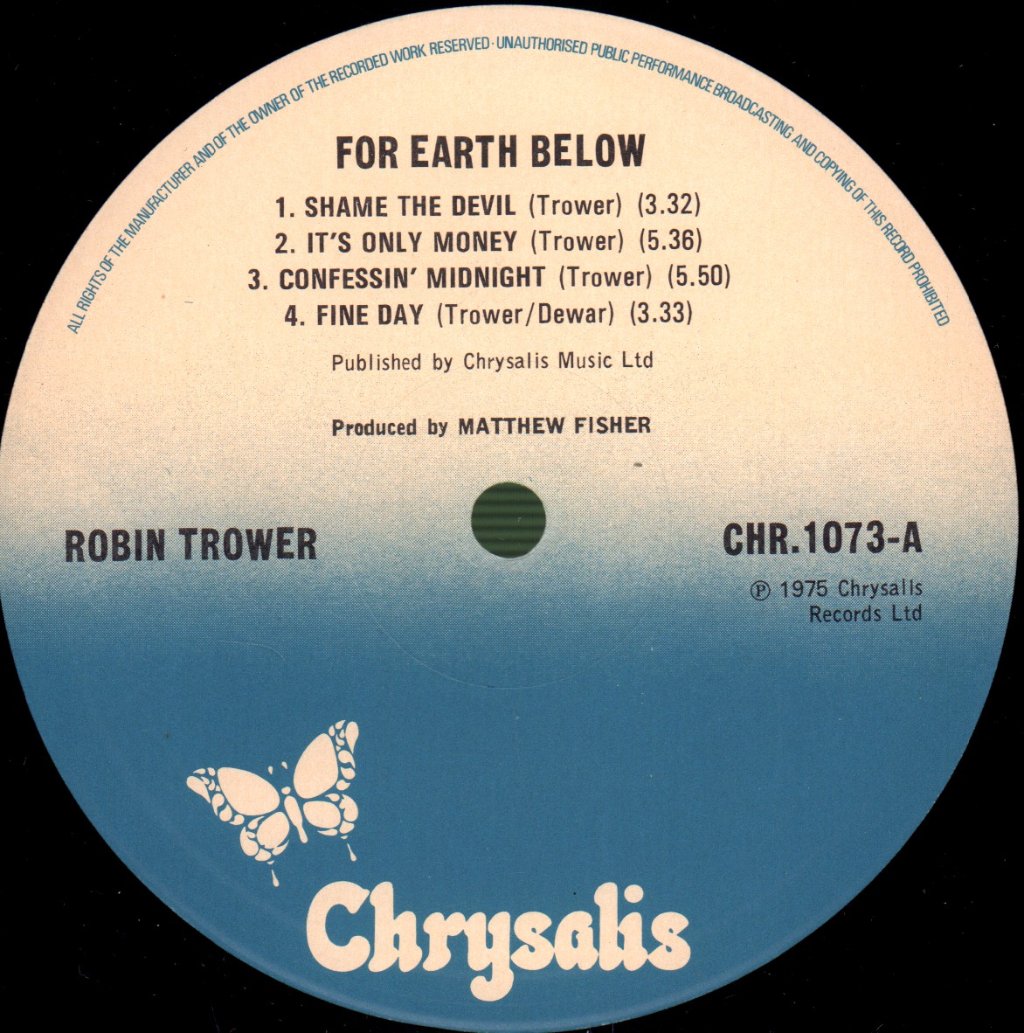 Robin Trower - For Earth Below - Lp
