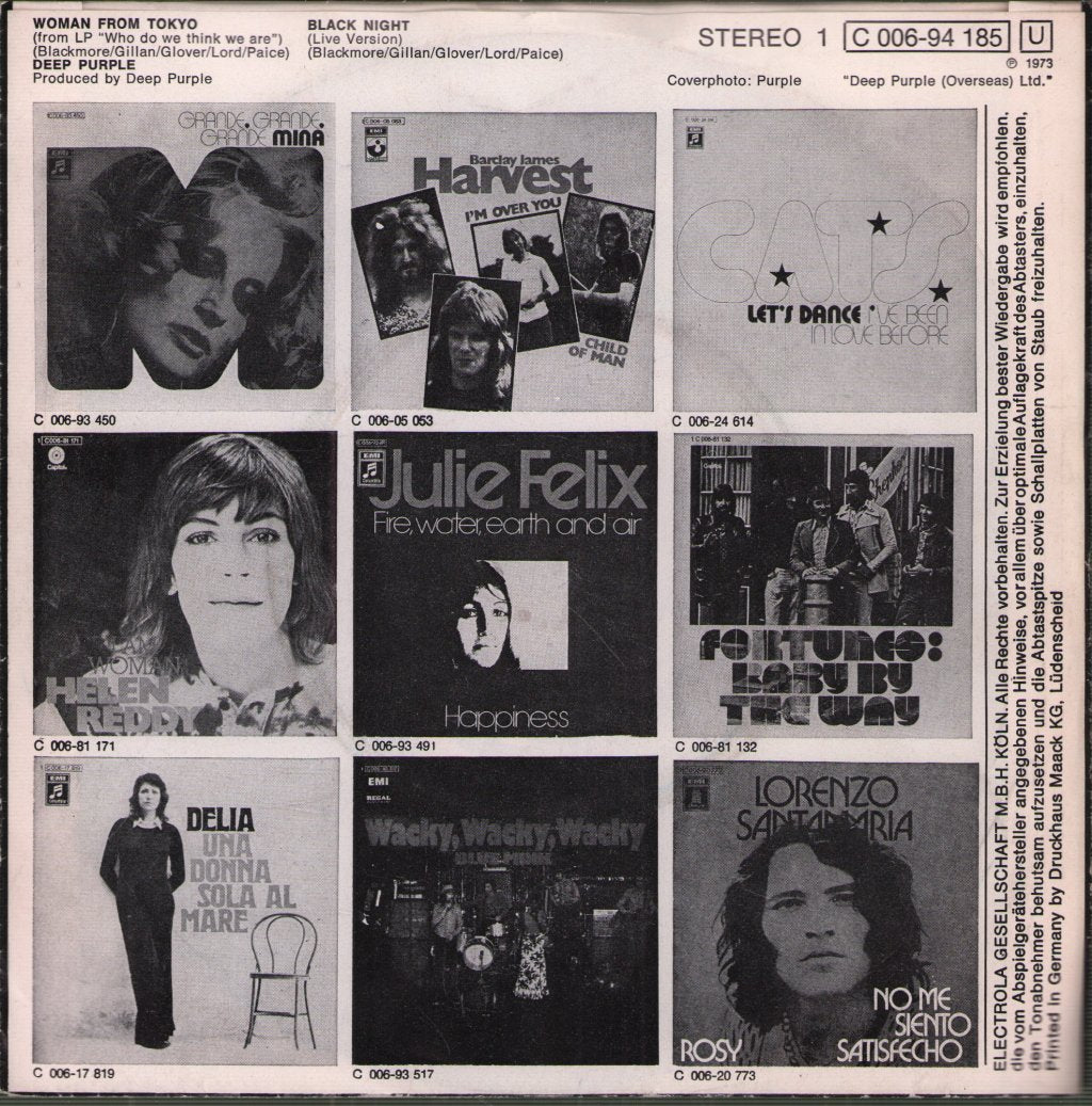 Deep Purple - Woman From Tokyo / Black Night (Live Version) - 7 Inch