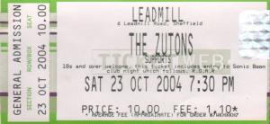 Zutons - Leadmill, 23Rd October 2004 - Ticket