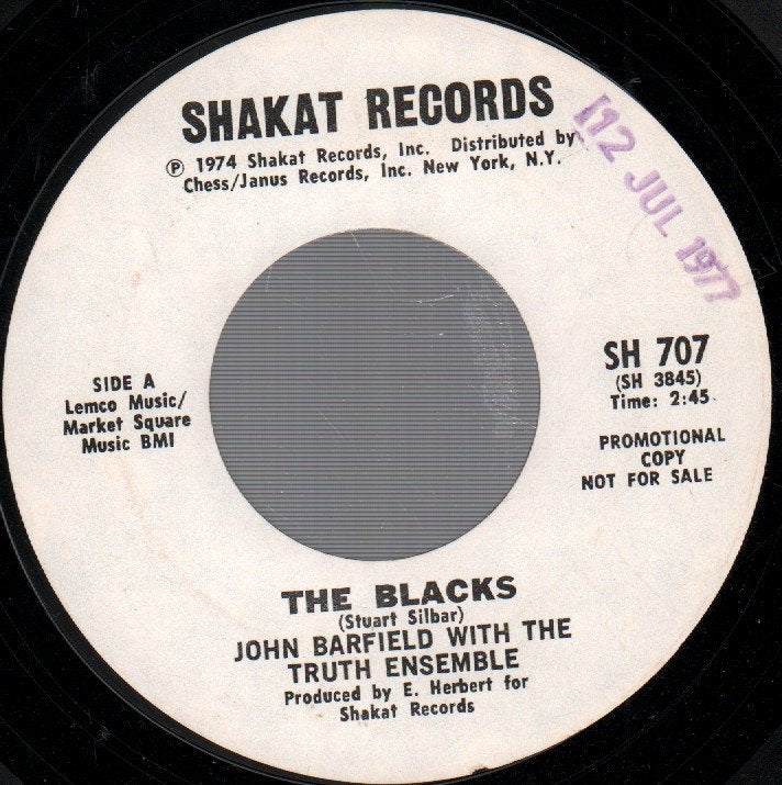 John Barfield With The Truth Ensemble - Blacks - 7 Inch