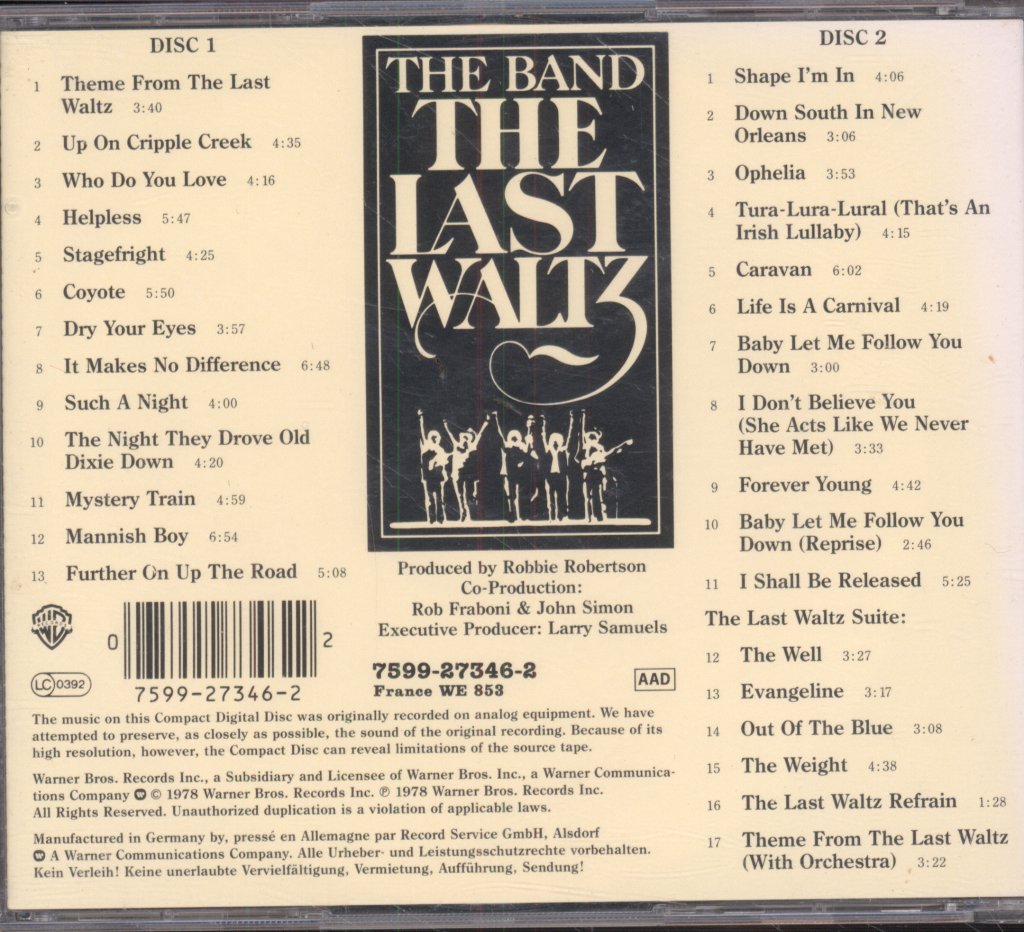 Band - Last Waltz - Double Cd