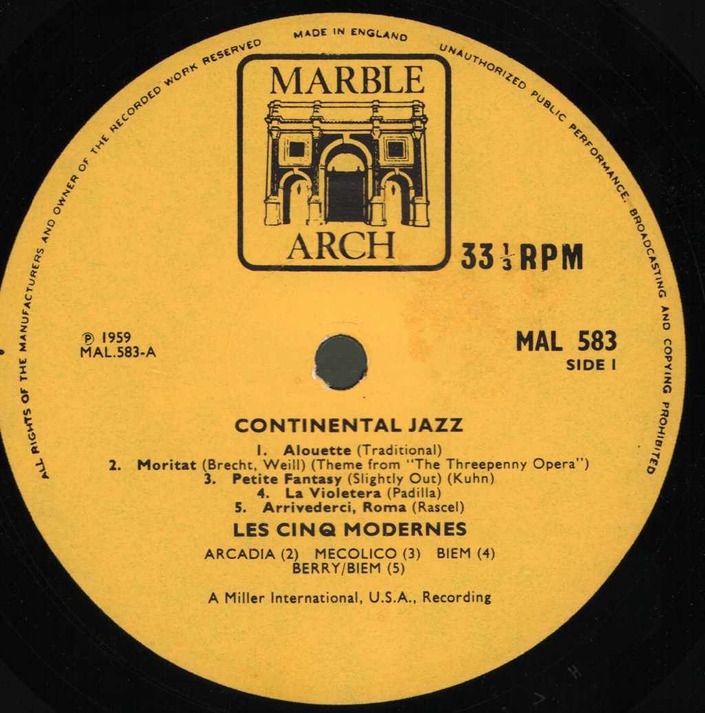 Les Cinq Modernes - Continental Jazz - Lp
