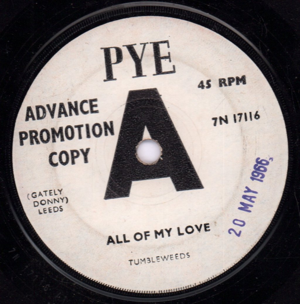 Tumbleweeds (irish showband) - All Of My Love - 7 Inch