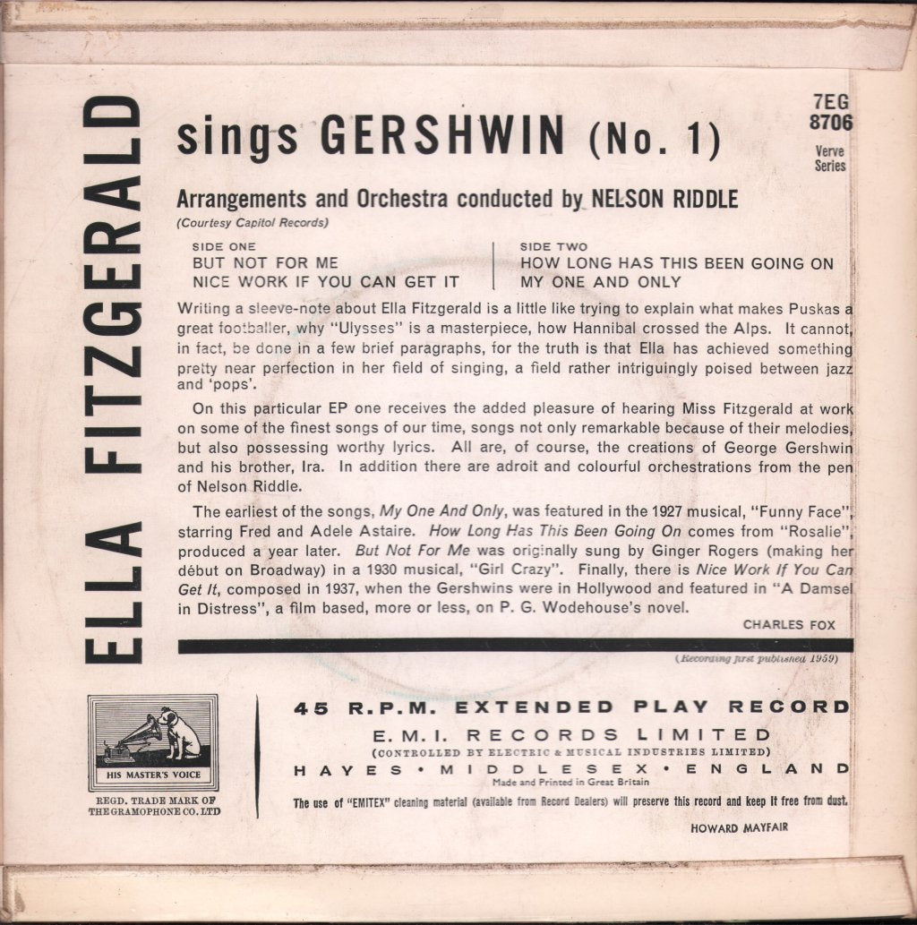 Ella Fitzgerald - Sings Gershwin No 1 - 7 Inch