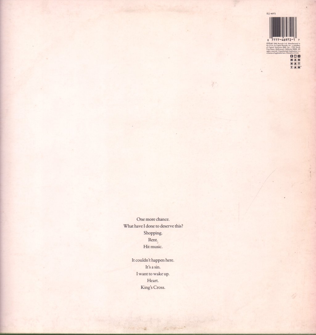 Pet Shop Boys - Actually / Always On My Mind - Double Lp