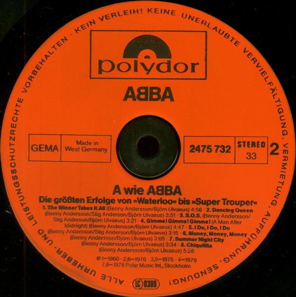 ABBA - A Wie ABBA (Die Grössten Erfolge Von »Waterloo« Bis »Super Trouper«) - Lp