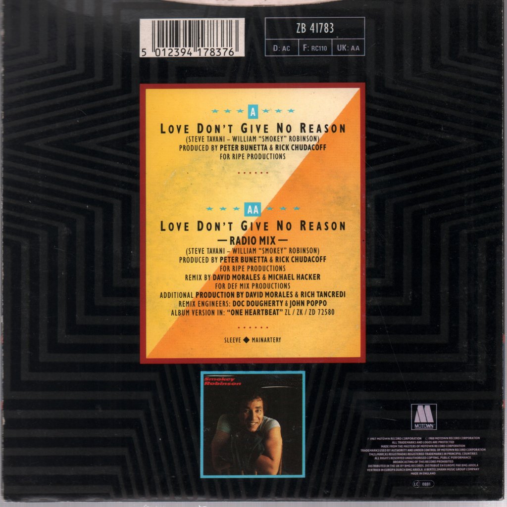 Smokey Robinson - Love Don't Give No Reason - 7 Inch