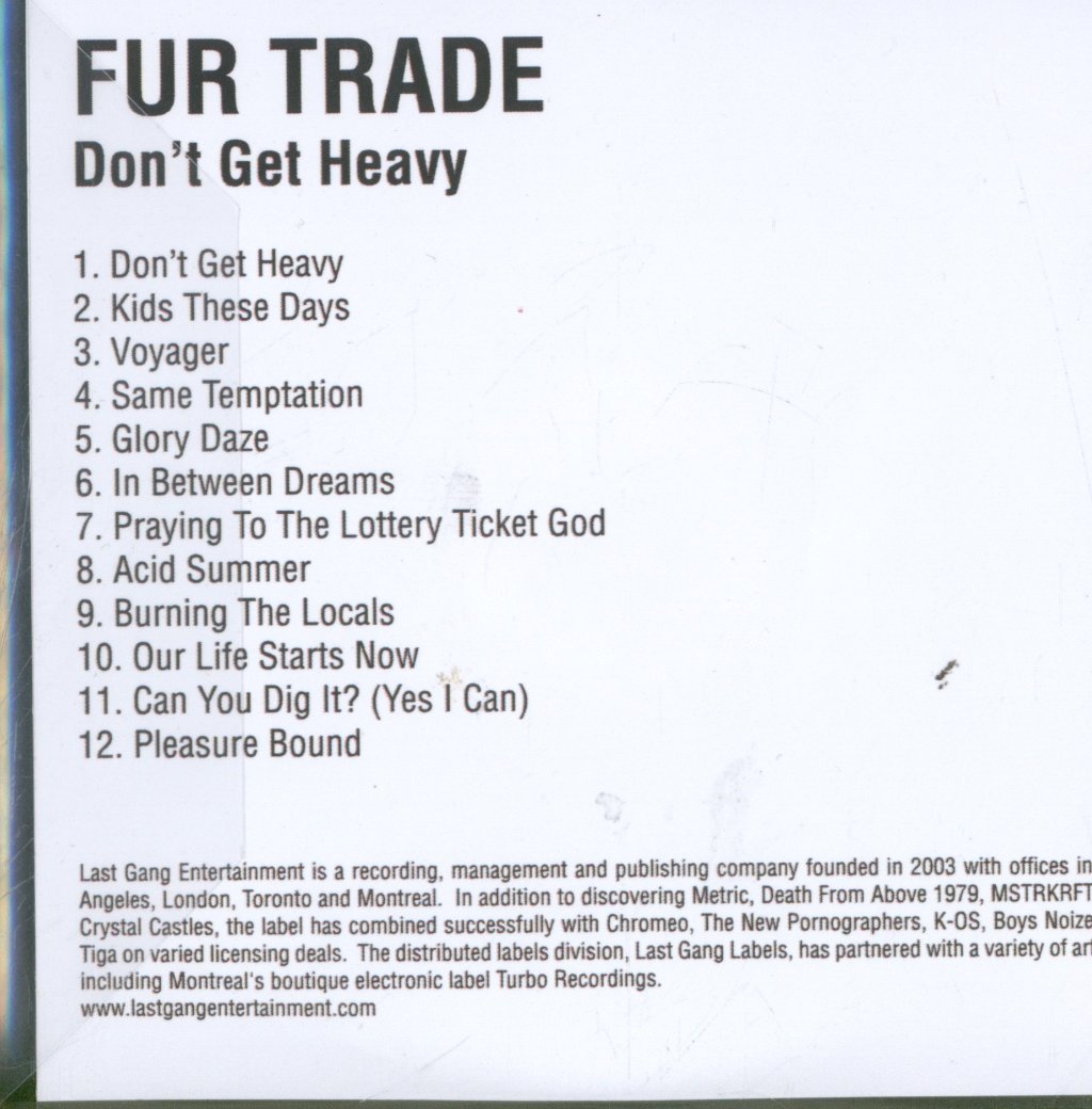 Fur Trade - Don't Get Heavy - Cdr