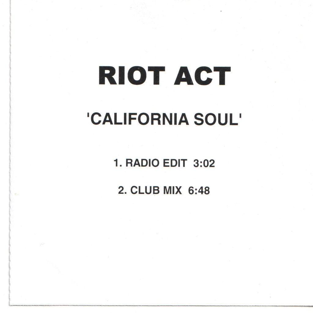 Riot Act - California Soul - Cdr