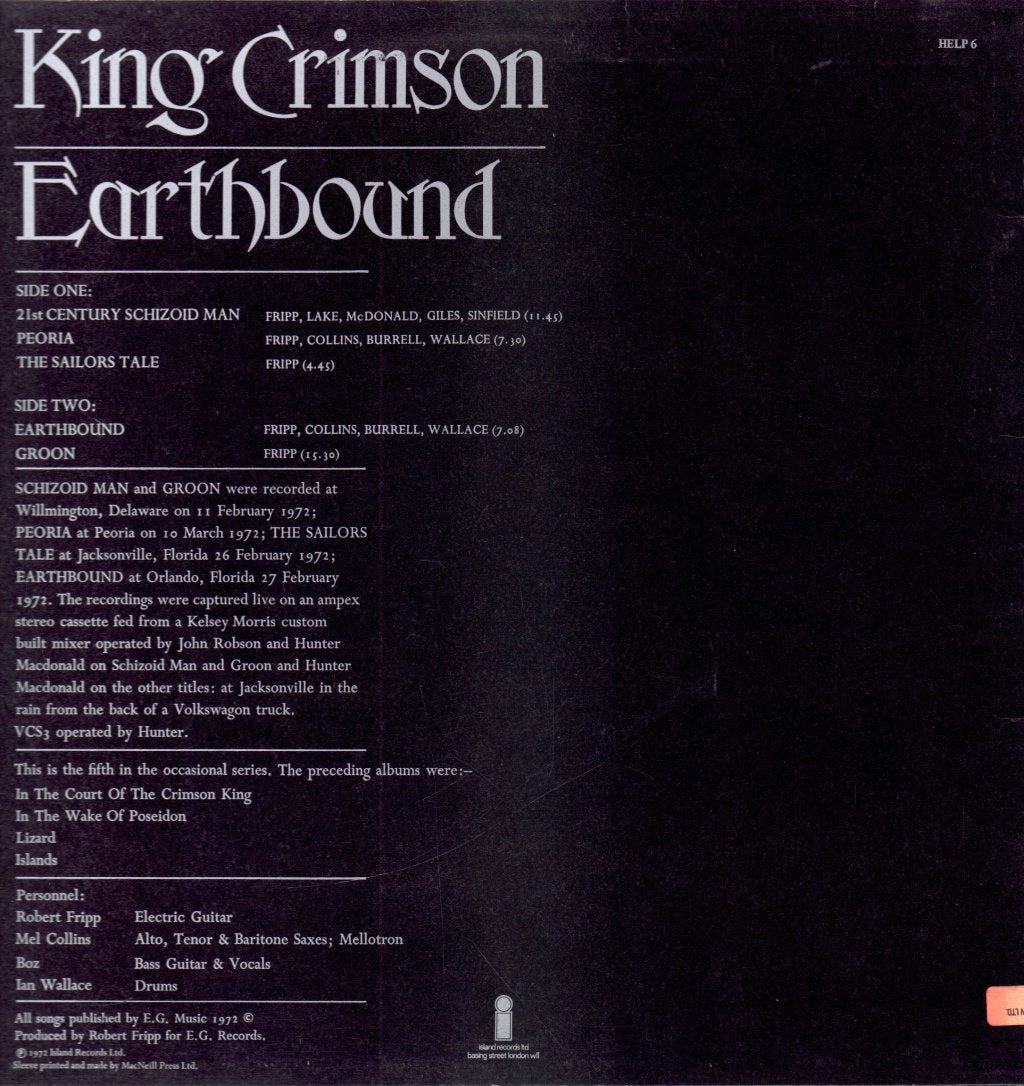 King Crimson - Earthbound - Lp