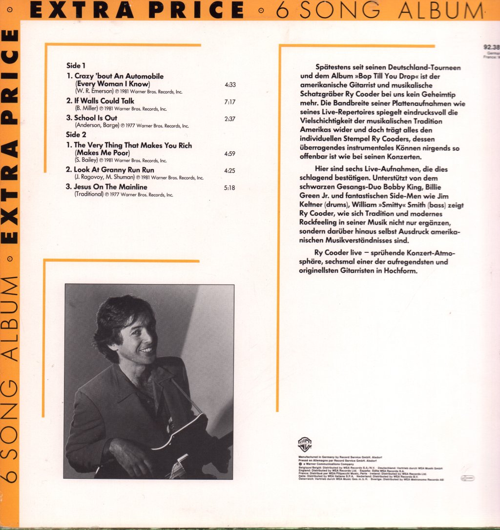 Ry Cooder - 6 Song Album Extra Price - Lp