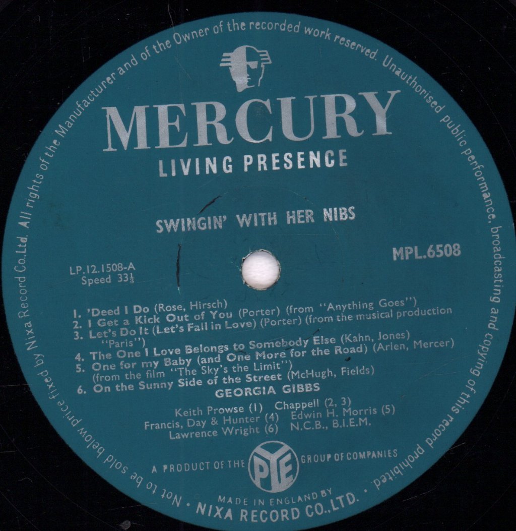 Georgia Gibbs - Swinging With Her Nibs - Lp